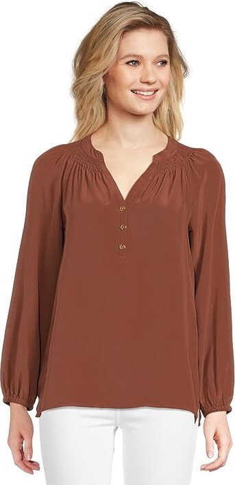 Lilly Pulitzer Elsa Top Women's Blouse French Roast : XS, Silk