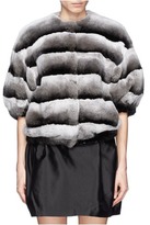 Thumbnail for your product : Nobrand Stripe Rex rabbit fur cropped jacket