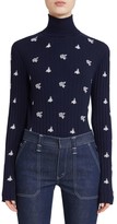 Thumbnail for your product : Chloé Embroidered Floral Ribbed Turtleneck Sweater
