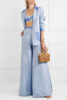 Thumbnail for your product : Miguelina Pamela Two-tone Linen-chambray Wide-leg Pants