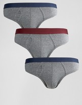 Thumbnail for your product : ASOS Briefs In Gray Marl Fabric 3 Pack