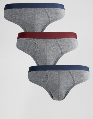 ASOS Briefs In Gray Marl Fabric 3 Pack