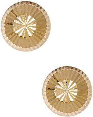 14K Yellow Gold Diamond-Cut Round Button Stud Earrings