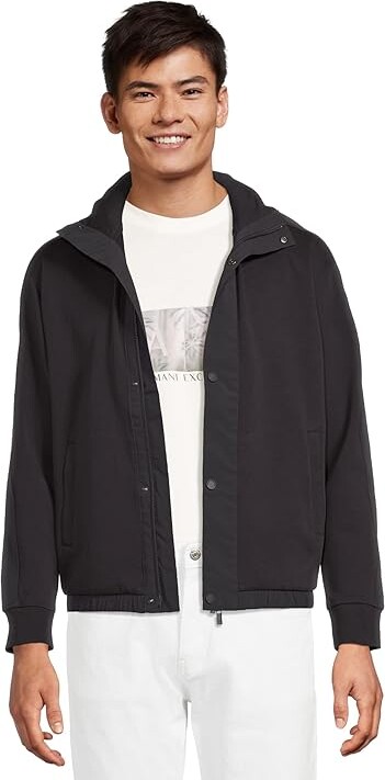 Armani Exchange Removable Hood Full Zip Sweatshirt Men's Sweatshirt Deep Navy : 2XL