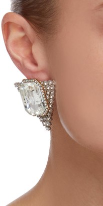 Venna Logo Centrepiece Triangular Crystal Stud Earrings