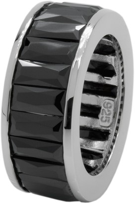 Carlo Monti Women's Ring 925 Sterling Silver Rhodium-Plated Cubic Zirconia Baguette JCM 103121 Black 18mm Black