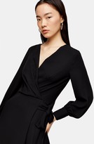 Thumbnail for your product : Topshop Faux Wrap Long Sleeve Minidress