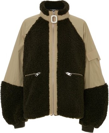 Colour block fleece track jacket 24S Women Clothing Jackets Fleece Jackets 