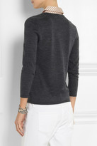 Thumbnail for your product : Tory Burch Lacey stretch silk-trimmed merino wool sweater