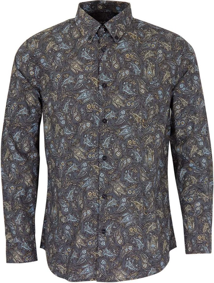 Lords of Harlech Grey Morris Madrid Paisley Shirt - Smoke