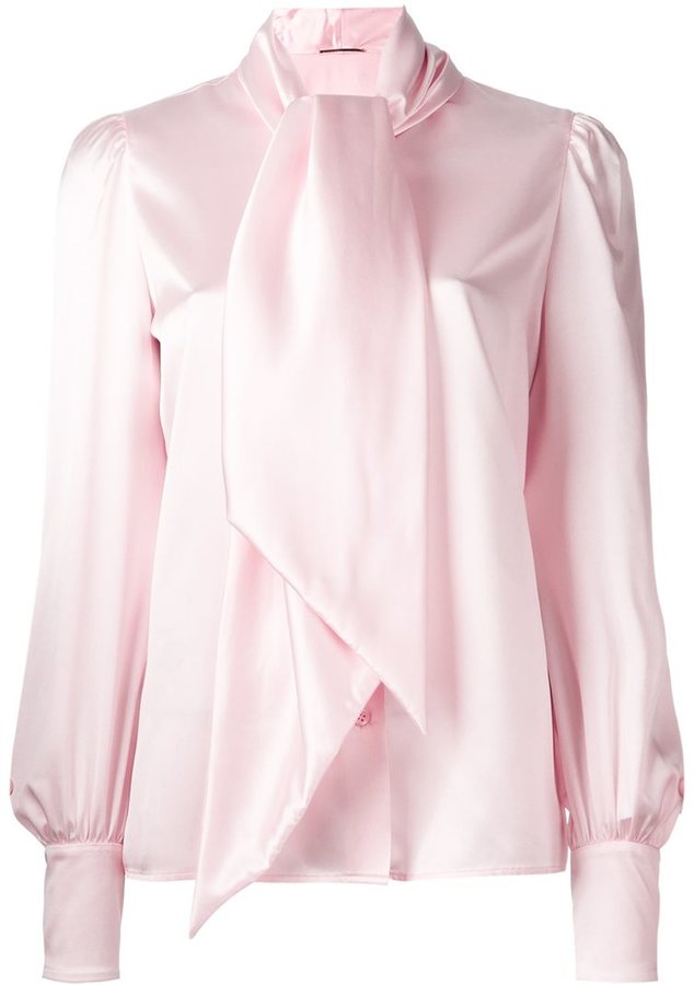 Saint Laurent neck tie blouse - ShopStyle Long Sleeve Tops
