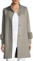 Thumbnail for your product : Fleurette Single-Breasted Wool Coat w/ Mink Cuffs