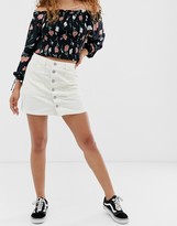 Thumbnail for your product : Miss Selfridge Petite cord skirt in white