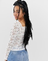 Thumbnail for your product : New Look sweetheart lace top in white