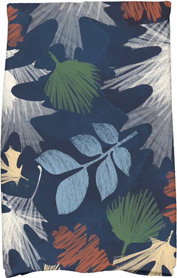 Simply Daisy 18" x 30" Watercolor Leaves Floral Print Hand Towel