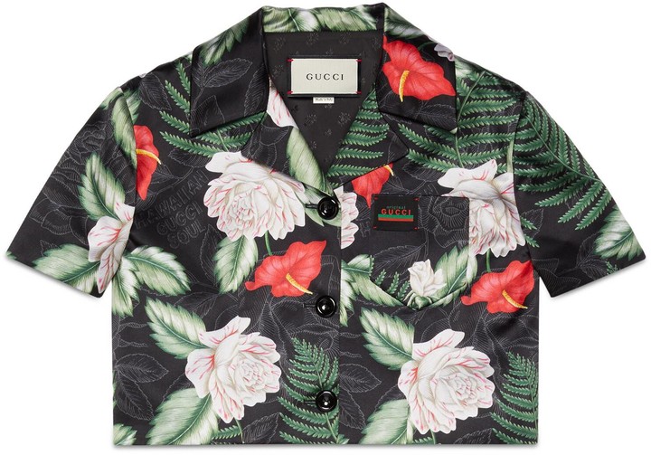 Gucci Hawaiian print silk cropped jacket - ShopStyle
