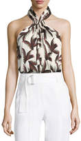 Thumbnail for your product : A.L.C. Leda Printed Silk Halter Top