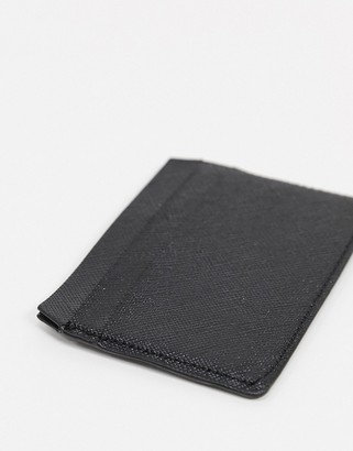 ASOS DESIGN leather card holder in black saffiano