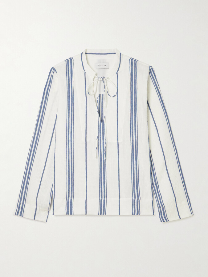 Matteau Fisherman Striped Cotton-blend Gauze Shirt - White