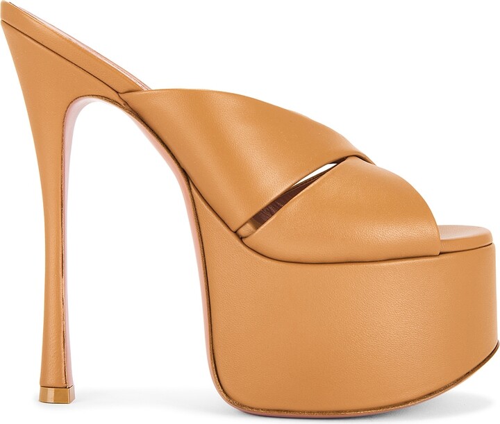 Amina Muaddi Salma 155 Nappa Slipper Mule in Brown
