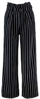Thumbnail for your product : boohoo Pinstripe Paper Bag Buckle Wide Leg Trouser