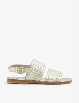 Thumbnail for your product : Fendi FF embossed leather sandals 7-9 years