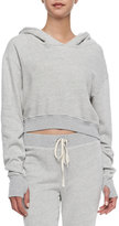 Thumbnail for your product : Pam & Gela Sadie Cropped Knit Hoodie Sweatshirt