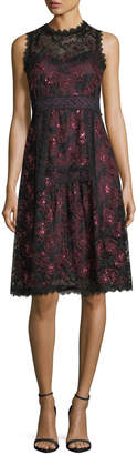 Nanette Lepore Ruby Sleeveless A-Line Lace Cocktail Dress w/ Sequins