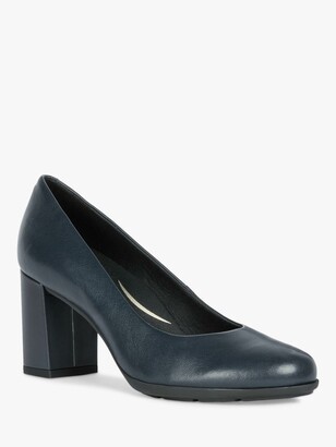 Goteo Expansión Debilidad Geox Women's Annya Leather Block Heel Court Shoes, Navy - ShopStyle