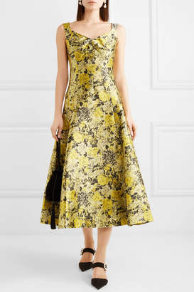 Erdem Verna Floral-jacquard Midi Dress - Yellow