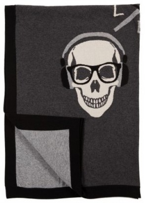 The Well Appointed House Cashmere Blend Skull Design Throw in Gray