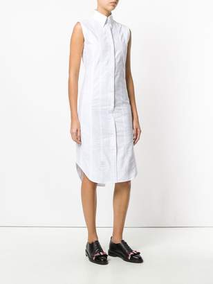 Thom Browne Lace-up Back Sleeveless Button Down Point Collar Shirtdress In Oxford