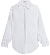 Nina Ricci Lace-Paneled Ruffle-Trimmed Cotton-Poplin Shirt