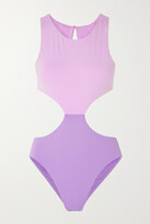 Thumbnail for your product : BONDI BORN Celine Cutout Two-tone Swimsuit - Purple