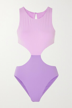 BONDI BORN Celine Cutout Two-tone Swimsuit - Purple