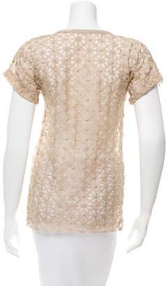 Yigal Azrouel Embroidered Short Sleeve Top