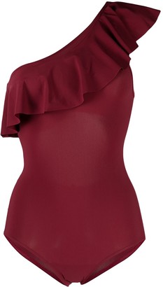 ruffle shoulder bathing suit