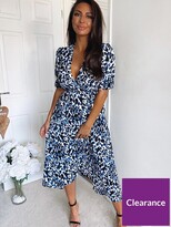 Thumbnail for your product : AX Paris Animal Printed Wrap Dress - Blue