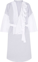 Thumbnail for your product : Tome Belted Ruffled Cotton-poplin Dress - White