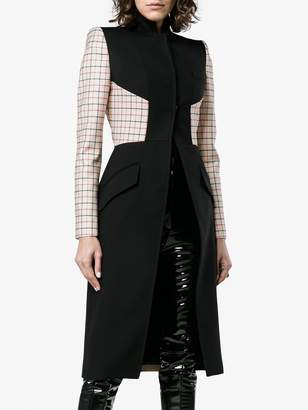 Alexander McQueen multi fabric check wool silk blend coat