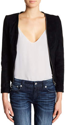 Miss Me Contrast Shawl Collar Faux Suede Moto Jacket