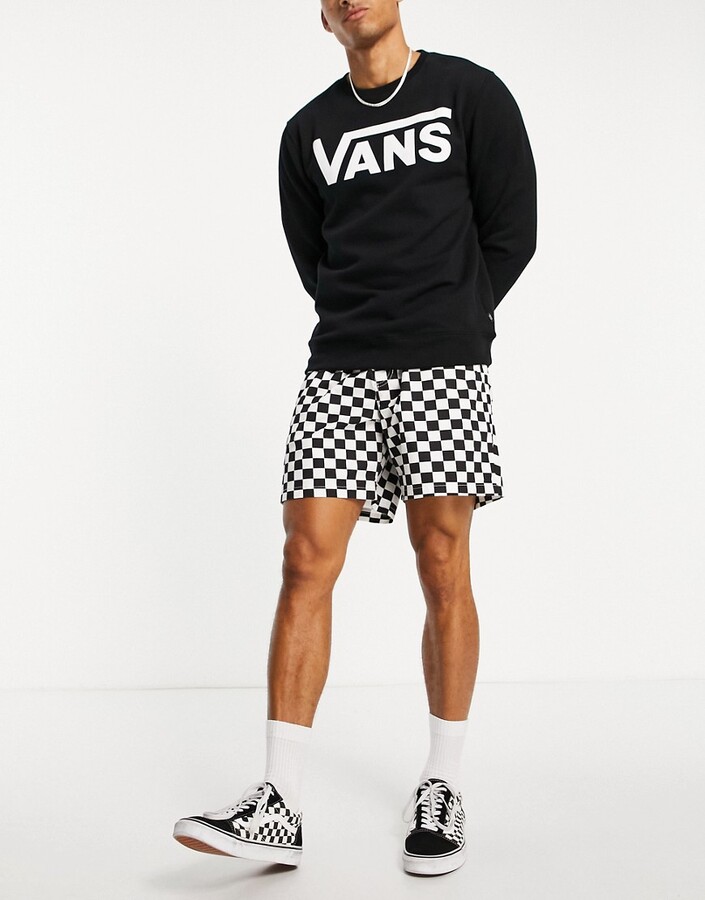 Vans Range relaxed drawstring waist checkerboard shorts in white - ShopStyle