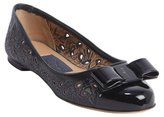 Thumbnail for your product : Ferragamo black leather perforated detail 'Varina' ballet flats