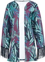 Thumbnail for your product : boohoo Holly Tropical Print Tassel Trim Kimono