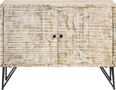 Latitude Run White Washed 2-Door Wood Accent Cabinet With Metal Legs And Interior Shelf For Storage In Main Living Area Design Primary Room