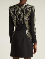 Thumbnail for your product : Alexander McQueen Bead-embroidered Wool-blend Mini Dress - Womens - Black Multi
