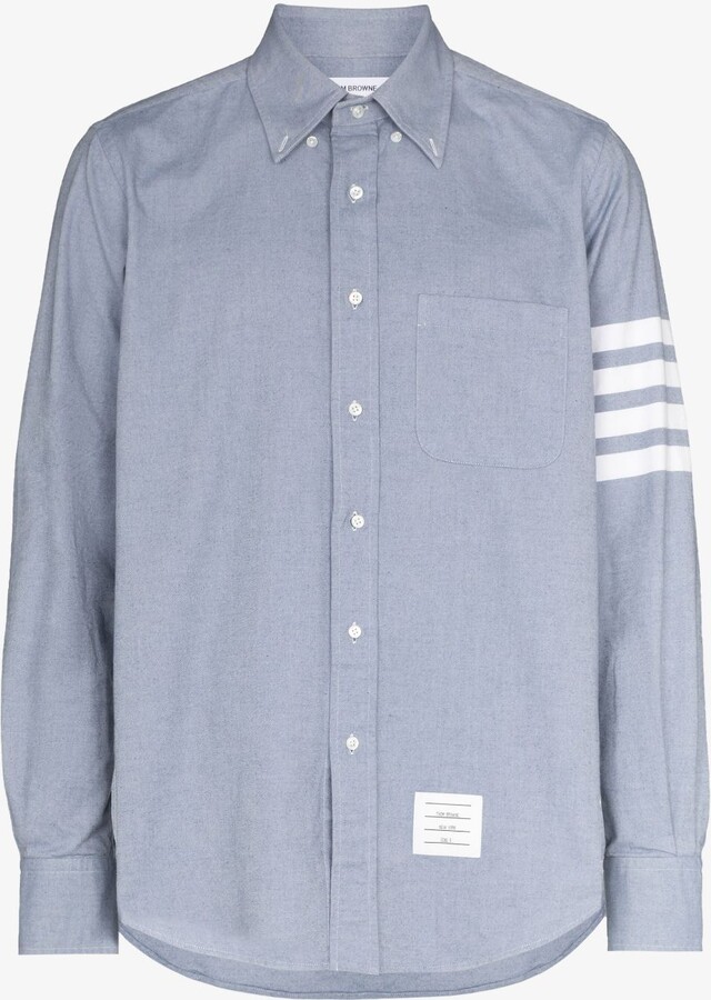 Thom Browne Blue 4-Bar Stripe Cotton Shirt