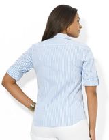 Thumbnail for your product : Lauren Ralph Lauren Plus Long-Sleeved Striped Cotton Shirt