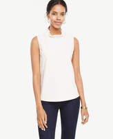 Thumbnail for your product : Ann Taylor Pearlized Button Ruffle Neck Shell