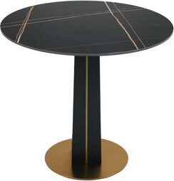 Latitude Run Modern Negotiation Table Dining Table with Black Wooden Legs & Golden Metal Base